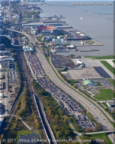Cleveland Browns fans tailgate in the Municipal Lot before the game with the Seattle Seahwaks; October 23, 2011