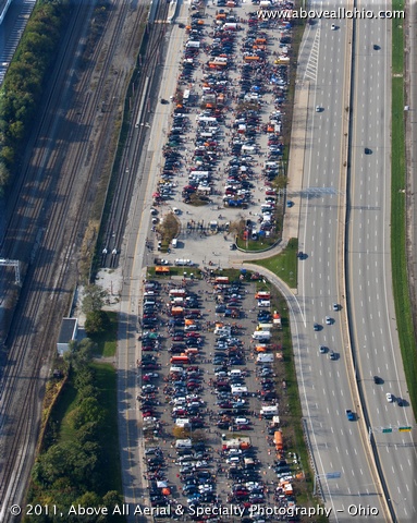 Cleveland Browns fans tailgate in the Municipal Lot before the game with the Seattle Seahwaks; October 23, 2011