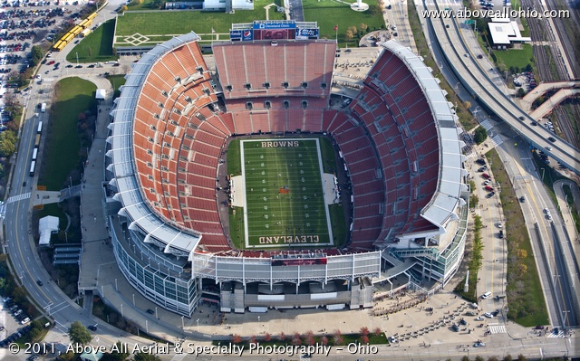 Cleveland Browns officials prepare the field before the game with the Seattle Seahwaks; October 23, 2011