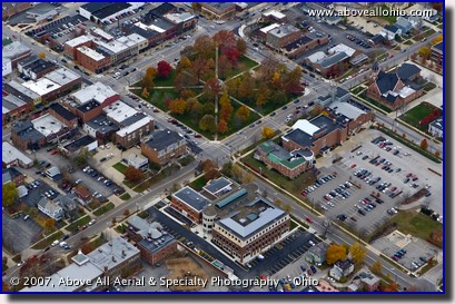 Aerial photograph of the new Medina Library and Public Square
